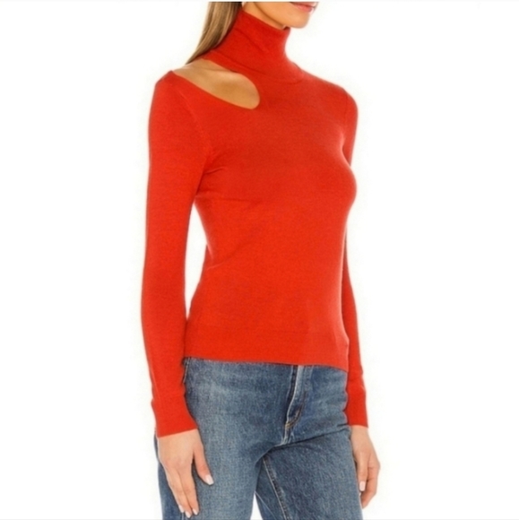 Lover's + Friends Kade Red Wool Blend Cutout Turtleneck Sweater Size XS - Picture 2 of 10